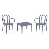 Victor XL Conversation Set with Sky 24" Side Table Dark Gray S253109