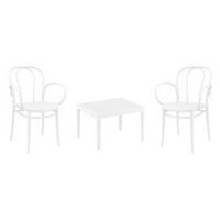 Victor XL Conversation Set with Sky 24" Side Table White S253109