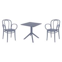 Victor XL Dining Set with Sky 27" Square Table Dark Gray S253108