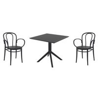Victor XL Dining Set with Sky 31" Square Table Black S253106