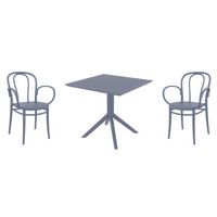Victor XL Dining Set with Sky 31" Square Table Dark Gray S253106