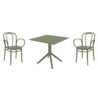 Victor XL Dining Set with Sky 31" Square Table Olive Green S253106