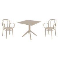 Victor XL Dining Set with Sky 31" Square Table Taupe S253106