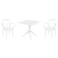 Victor XL Dining Set with Sky 31" Square Table White S253106