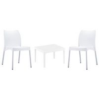 Vita Conversation Set with Sky 24" Side Table White S049109