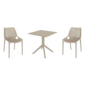 Air Dining Set with Sky 27" Square Table Taupe S014108