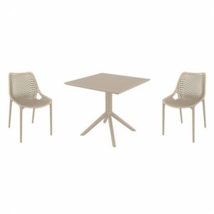 Air Dining Set with Sky 31" Square Table Taupe ISP1060S