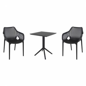 Air XL Bistro Set with Sky 24" Square Folding Table Black S007114