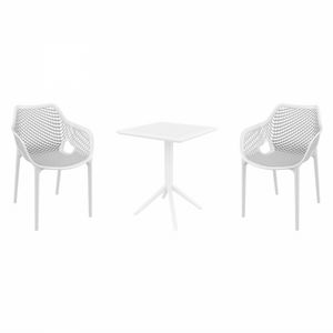 Air XL Bistro Set with Sky 24" Square Folding Table White S007114