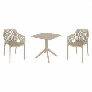 Air XL Dining Set with Sky 27" Square Table Taupe S007108