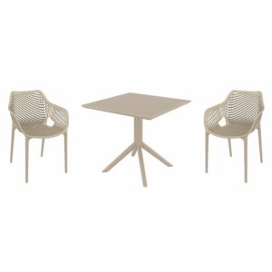 Air XL Dining Set with Sky 31" Square Table Taupe ISP1062S