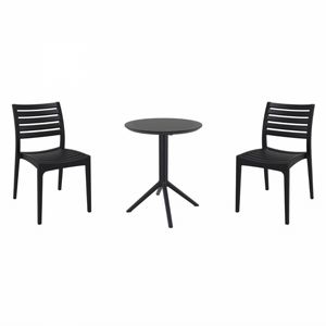 Ares Bistro Set with Sky 24" Round Folding Table Black S009121