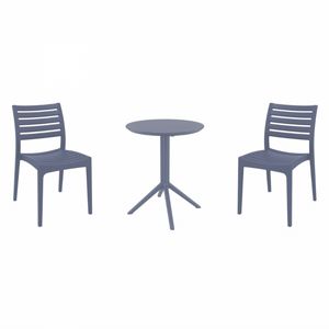 Ares Bistro Set with Sky 24" Round Folding Table Dark Gray S009121