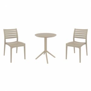Ares Bistro Set with Sky 24" Round Folding Table Taupe S009121