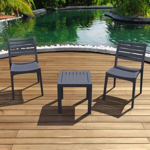 Ares Conversation Set with Ocean Side Table Dark Gray S009066
