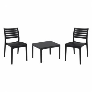 Ares Conversation Set with Sky 24" Side Table Black S009109