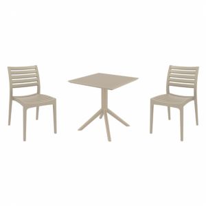 Ares Dining Set with Sky 27" Square Table Taupe S009108