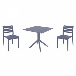 Ares Dining Set with Sky 31" Square Table Dark Gray S009106