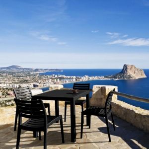 Ares Resin Square Outdoor Dining Set 5 Piece with Side Chairs Black ISP1641S