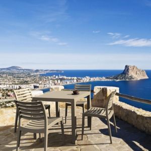 Ares Resin Square Outdoor Dining Set 5 Piece with Side Chairs Taupe ISP1641S