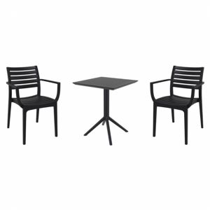Artemis Bistro Set with Sky 24" Square Folding Table Black S011114