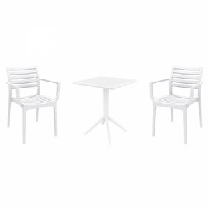 Artemis Bistro Set with Sky 24" Square Folding Table White S011114