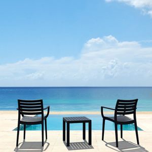Artemis Conversation Set with Ocean Side Table Black S011066