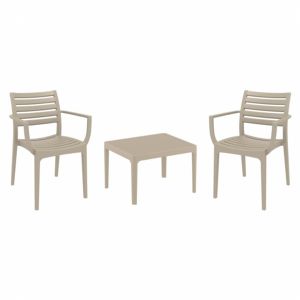 Artemis Conversation Set with Sky 24" Side Table Taupe S011109
