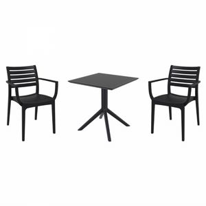 Artemis Dining Set with Sky 27" Square Table Black S011108