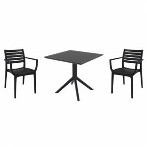 Artemis Dining Set with Sky 31" Square Table Black S011106