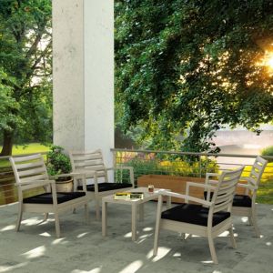 Artemis XL Outdoor Club Seating set 5 Piece Taupe with Black Cushion ISP004S5