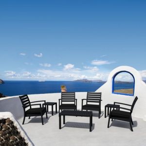 Artemis XL Outdoor Club Seating set 7 Piece Black with Black Cushion ISP004S7