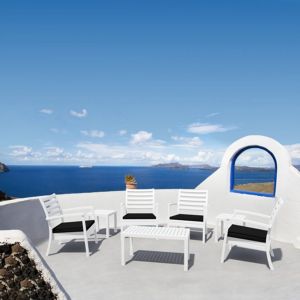 Artemis XL Outdoor Club Seating set 7 Piece White with Black Cushion ISP004S7