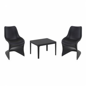 Bloom Conversation Set with Sky 24" Side Table Black S048109