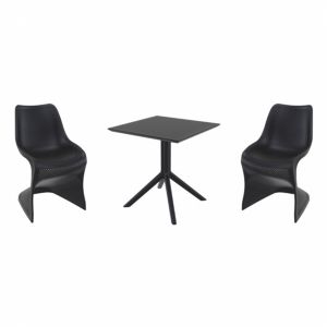Bloom Dining Set with Sky 27" Square Table Black S048108