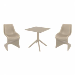 Bloom Dining Set with Sky 27" Square Table Taupe S048108