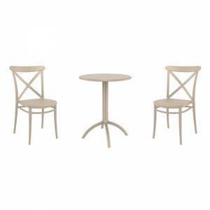 Cross Bistro Set with Octopus 24" Round Table Taupe S254160
