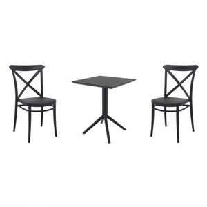 Cross Bistro Set with Sky 24" Square Folding Table Black S254114