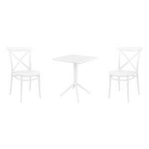 Cross Bistro Set with Sky 24" Square Folding Table White S254114