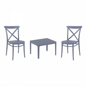 Cross Conversation Set with Sky 24" Side Table Dark Gray S254109