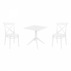 Cross Dining Set with Sky 27" Square Table White S254108