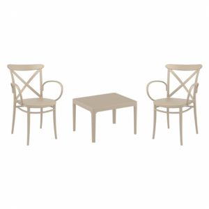 Cross XL Conversation Set with Sky 24" Side Table Taupe S256109
