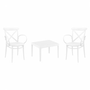Cross XL Conversation Set with Sky 24" Side Table White S256109