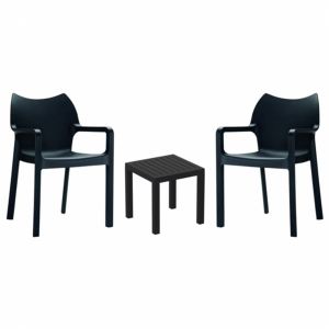 Diva Conversation Set with Ocean Side Table Black S028066