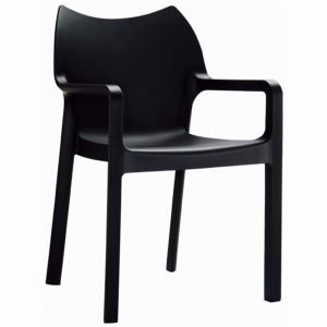 Diva Resin Outdoor Dining Arm Chair Black ISP028