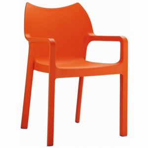 Diva Resin Outdoor Dining Arm Chair Orange ISP028