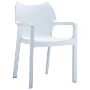Diva Resin Outdoor Dining Arm Chair White ISP028