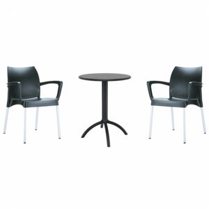 Dolce Bistro Set with Octopus 24" Round Table Black S047160