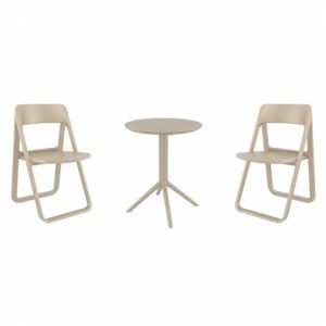 Dream Bistro Set with Sky 24" Round Folding Table Taupe S079121