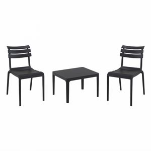 Helen Conversation Set with Sky 24" Side Table Black S284109